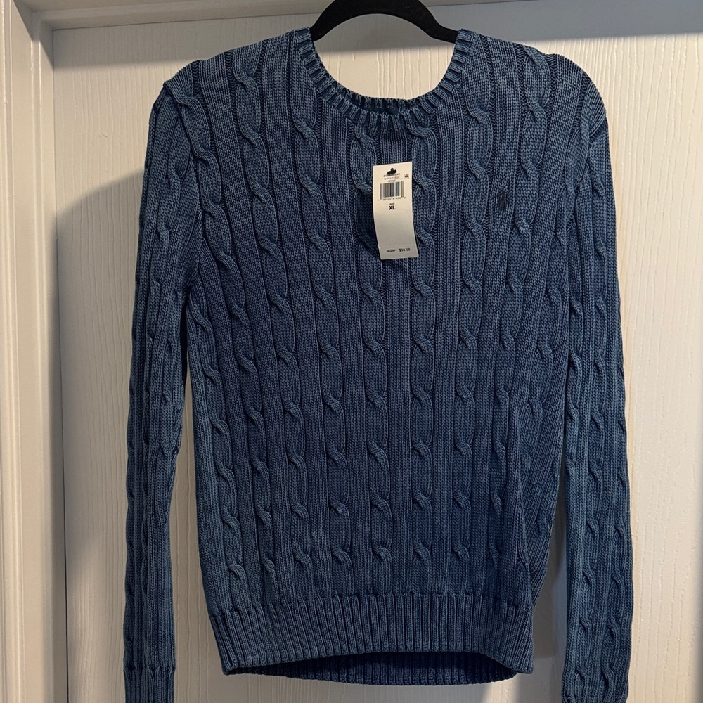 Polo by Ralph Lauren Men's Blue Cable Knit Sweater